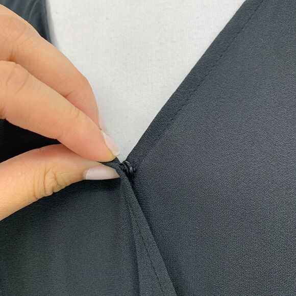 Torrid Surplice Bodysuit Womens 1 Stretch Long Sleeve Chiffon Back Tie Black - Picture 4 of 16